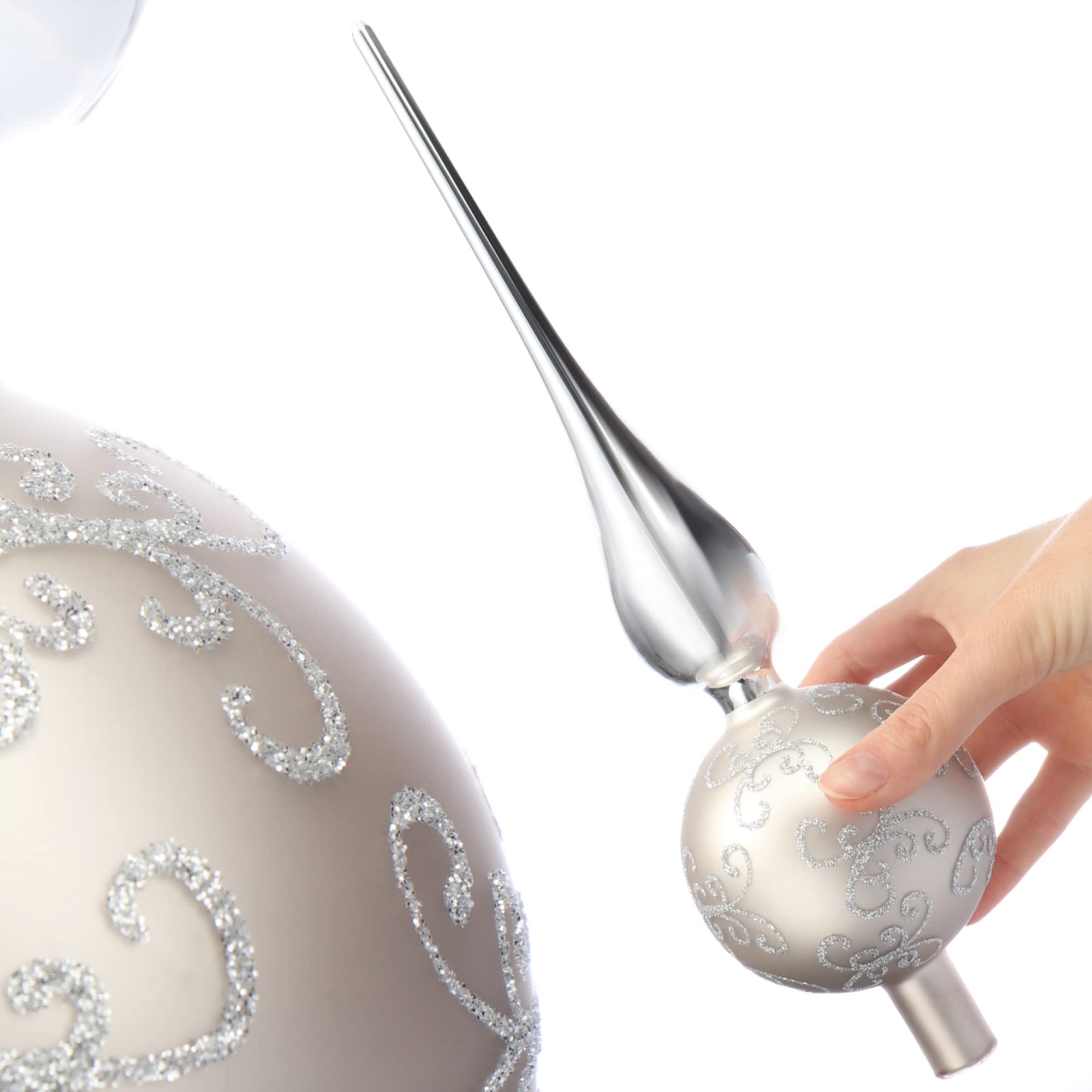 com-four® Piano per Albero di Natale Grigio Opaco e Lucido in Vero Vetro, Piano in Abete, 32 cm