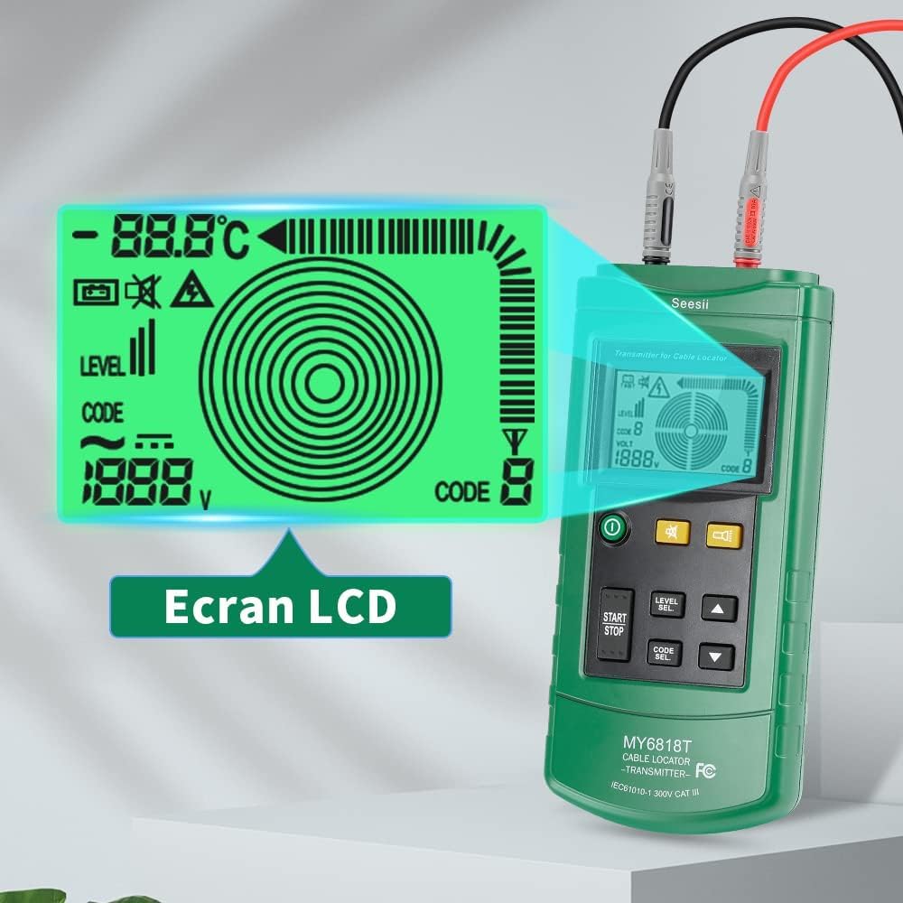 Seesii Localisateur de Fils Souterrains, MY6818 Détecteur de Tuyaux pour Tester Réseaux de Câbles Téléphoniques Tuyaux Souterrains Circuits Electriques Pipelines Fusibles Interrupteurs