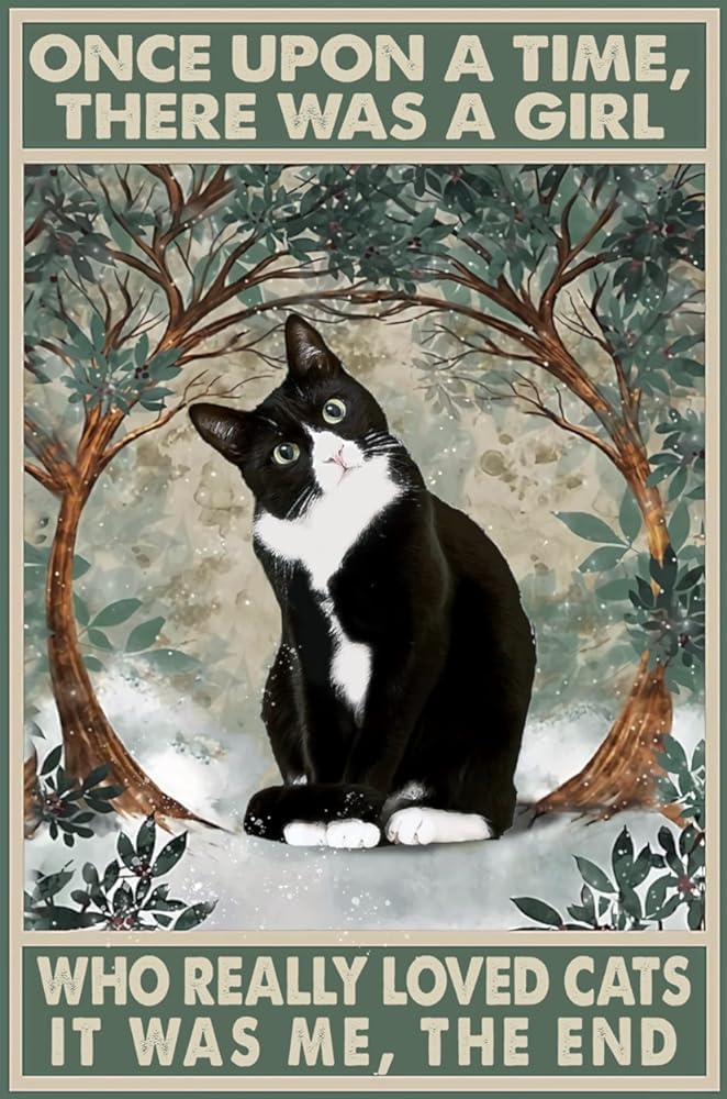 rayprint Once Upon A Time There was A Girl Who Really Loved Cats It was Me The End Metal Signs Retro Aluminum Sign for Home Coffee 8x12 Inches
