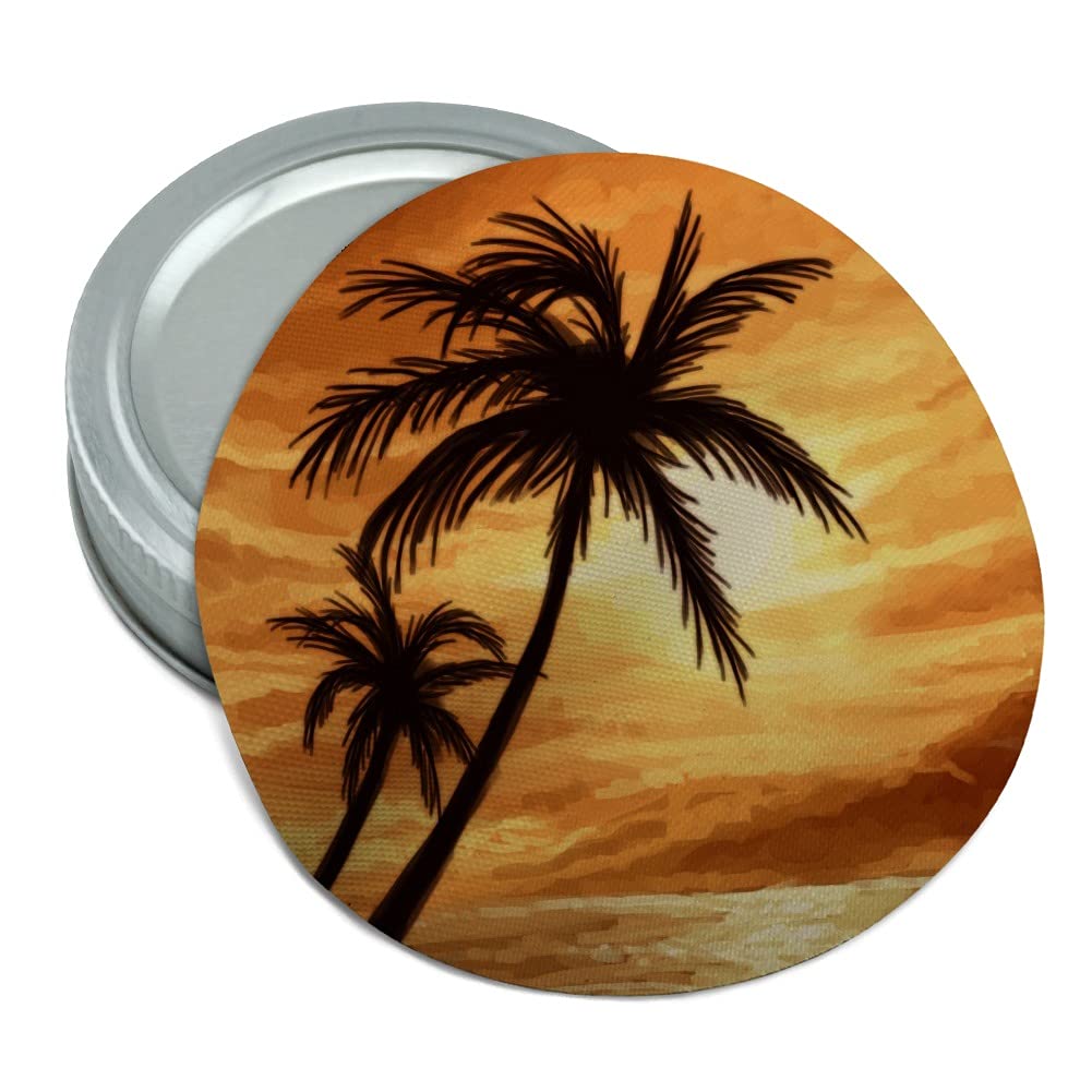 Sunset on Tropical Beach with Palm Trees Hawaii Orange Round Rubber Non-Slip Jar Gripper Lid Opener
