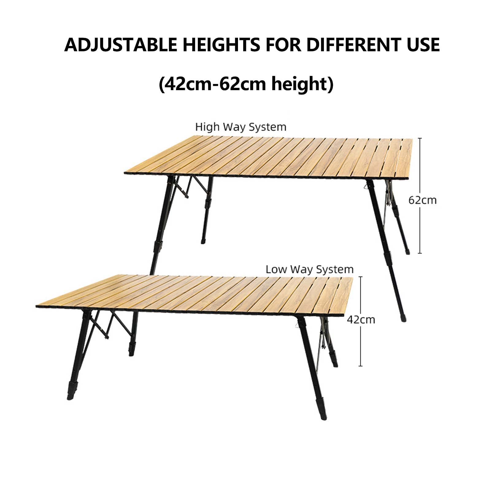 Verstellbarer, faltbarer Campingtisch, hochwertig, tragbar, stabiler Aluminium-Tisch, einfache Montage, Outdoor-Essen, ideal für Wandern, Garten, Kochen, Reisen