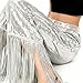 Women‘s Sequin Fringe Long Pants Bar Stage Performance Costume Fashion Hip Hop Style Sparkling Trousers Show (Silver, L)