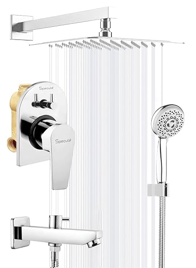 Specule Aria, Brass Concealed Body High Flow Diverter Full Set For Bathroom With Showers and Bath Tub Spout | Shower Set For Bathroom (Chrome)