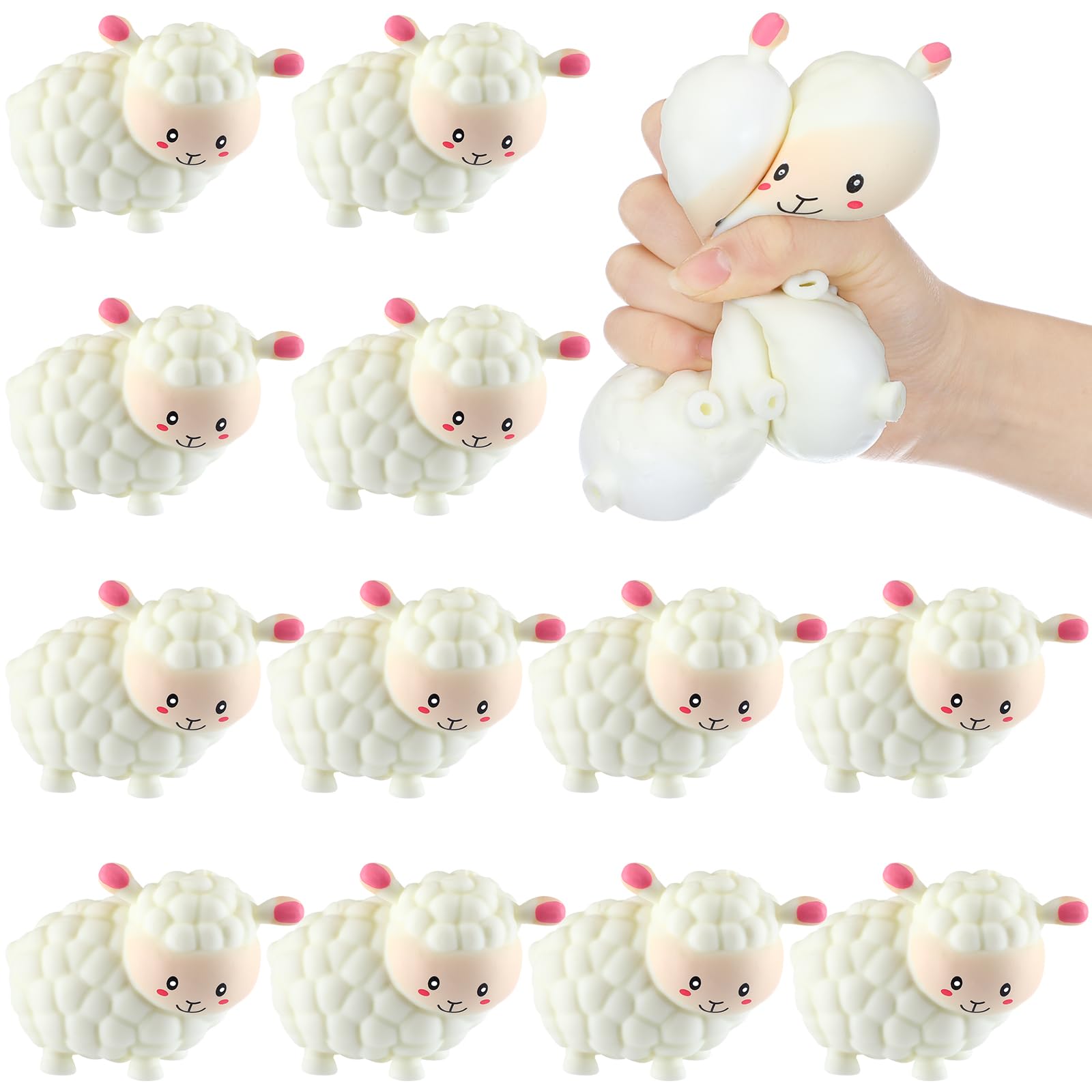 Meooeck 12 Pcs Sheep Stress Balls for Adult Mini Sheep Fun Squeeze Fidget Animal Balls Cute for Birthday Party Favors Office Stuffer Gift ADHD Autism Anxiety — image 1