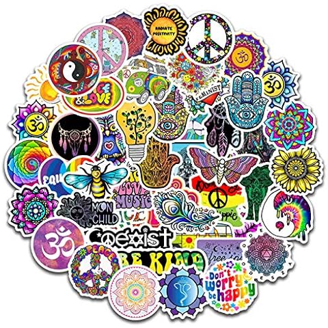 Oihxse 50 Pegatinas PVC Impermeables Estilo Hippie Cover