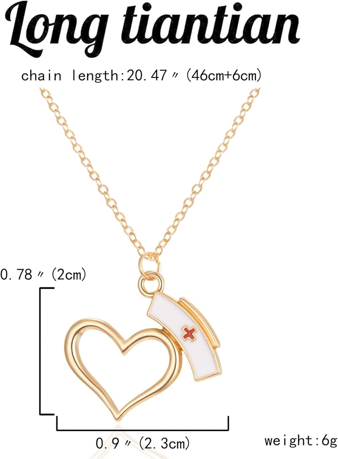 Miniatura 6 de Long tiantian Collar de enfermera para mujer, regalo de enfermera, collar de estetoscopio, collar con colgante de corazón para médicos y enfermeras