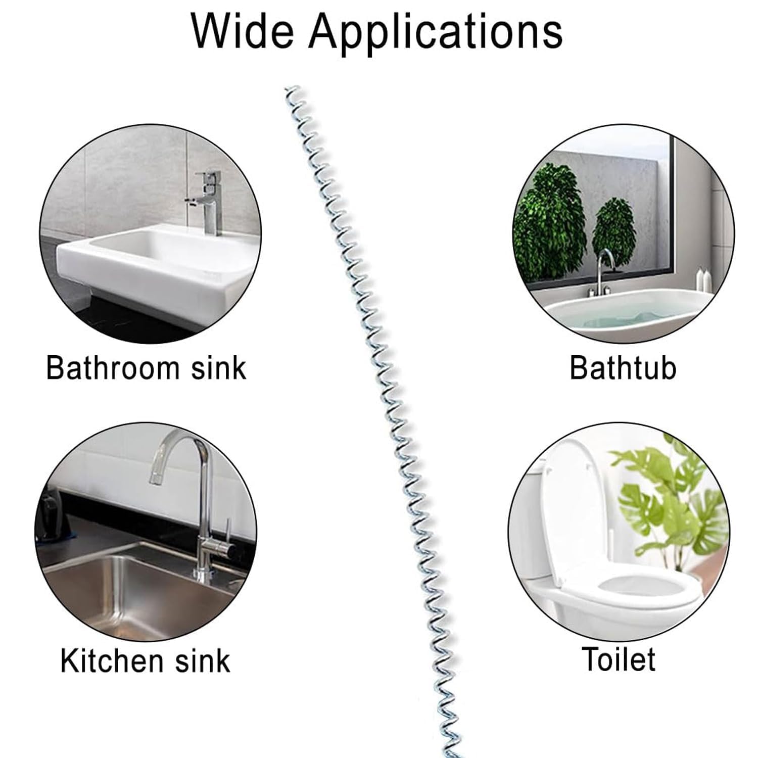 HDR MALL Drain Unblocker Wire Rod Flexible Spring Cleaner Snake Plunger Heavy Duty Waste Pipe Hair Removal Dirt Cleaning Tool Clog Remover for Home Kitchen Washbasins Tub Sink Shower Basins (5 Meter) 3