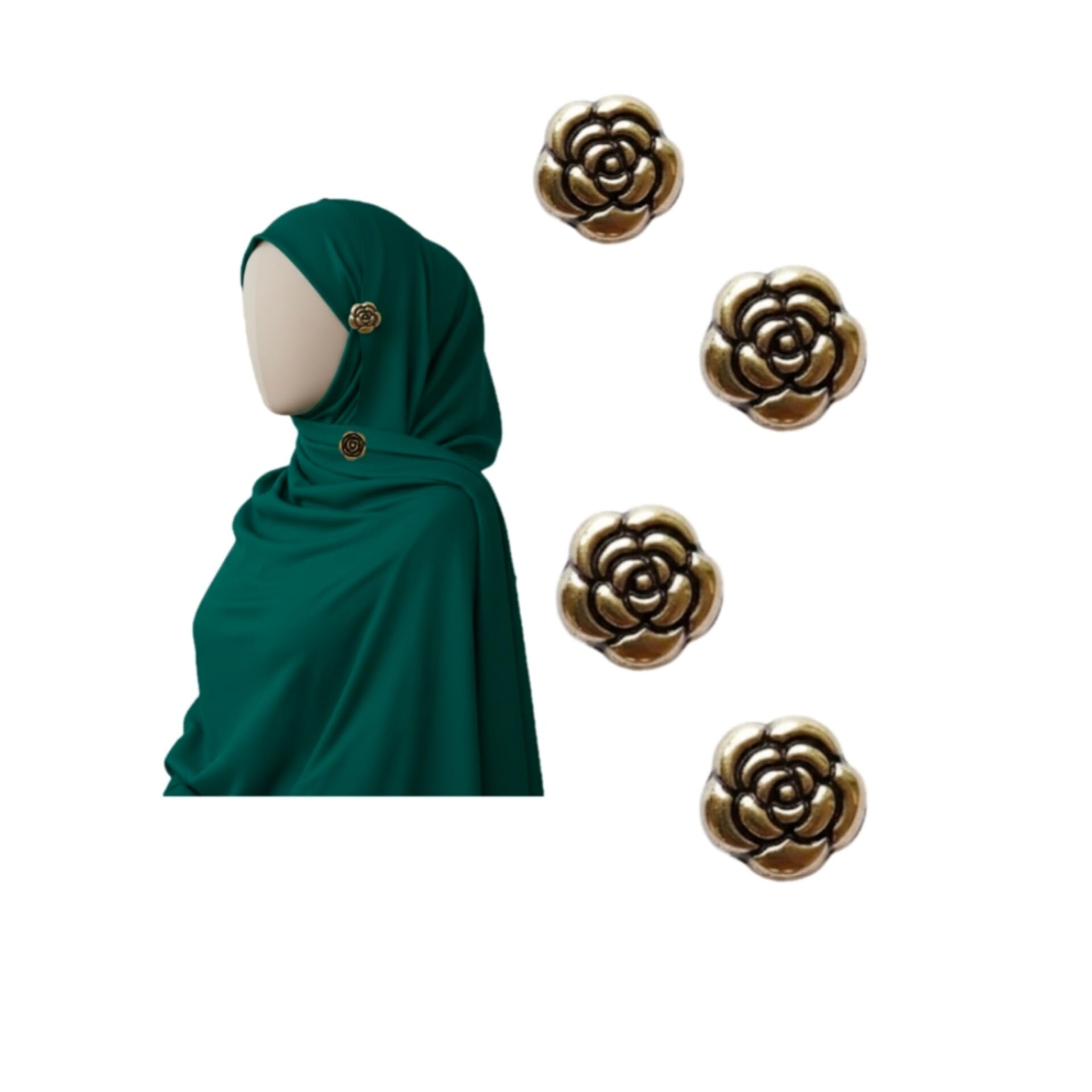 grace collection Rose Hijab Magnetic Pins for Scarf, Clothes, Hair , Dupatta| Pinless & Painless Premium Magnets | Strong Hold & Secure Grip | Stylish, Durable & Multi-Use | Lightweight & Compact | Oxidized Golden(Set of 4)-picture-20