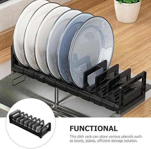 Miniatura 2 de Estante de plástico para secar platos, soporte ajustable para platos de cocina, soporte de plato de cocina, estante de drenaje, estante de gabinete