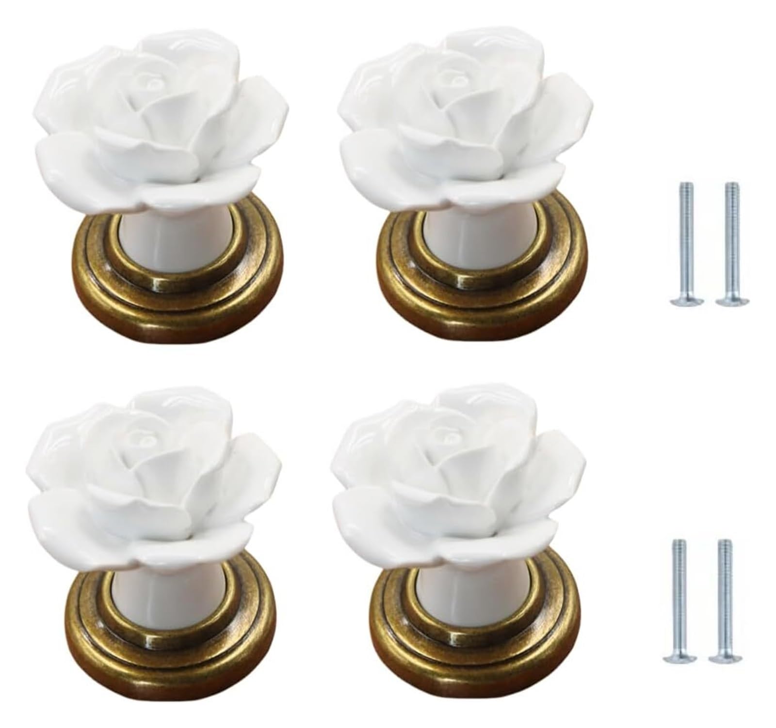 Enmrfvkz Qinggu-White Ceramic Cupboard Drawer Handle Knobs, Ceramic Zinc Alloy Cupboard Drawer Handle Knobs Multicolor 40X40mm 4 Pack(Qinggu-White)