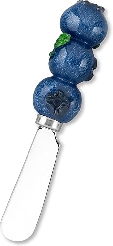 Miniatura 2 de UP ware 4 piezas pintadas a mano mango de resina con hoja de acero inoxidable esparcidor de queso cuchillos esparcidores de mantequilla (arándano)
