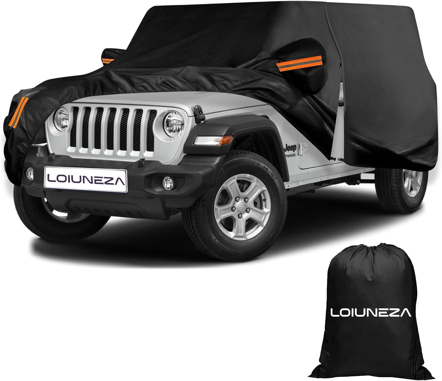 Outdoor Car Cover for 1987-2023 Jeep Wrangler JK JL CJ YJ TJ, 210D Oxford SUV Car Cover Waterproof All Weather, Outdoor Full Exterior Covers with Windproof Straps for Snow Rain Dust Hail Protection