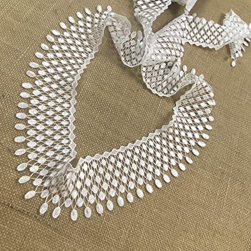 Lace Trim Raindrops 3" Wide Quality Venise (Venice Lace) Easy To Curve Great For Neckline Veil Bridal Decoration Diy Sewing Slip Extender More (White, 3 Yds) #TOP25