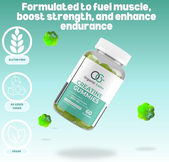 OG Creatine Monohydrate 5000mg Max Gummies - Natural Blueberry Flavour, Vegan, Energy Boost for Athletes - Premium Pre Workout for Men & Women, Superior Absorption, Formulated by Doctors