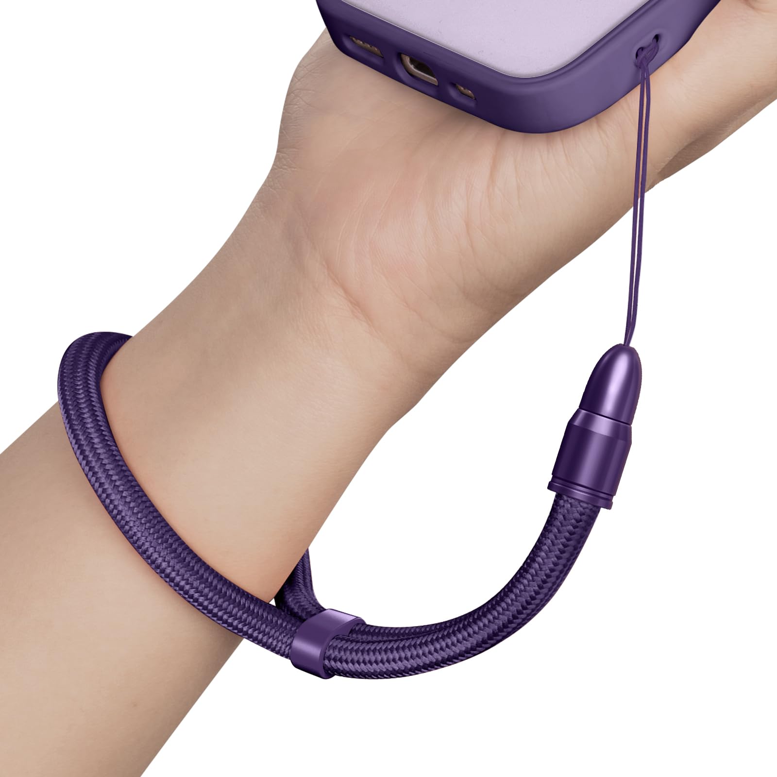 [saxsion] スマホストラップ 高耐久 ナイロン強化芯 360°回転クリップ 落下防止 調節可能 ハンドストラップ おしゃれ iPhone/Android 対応 (ダークパープル)