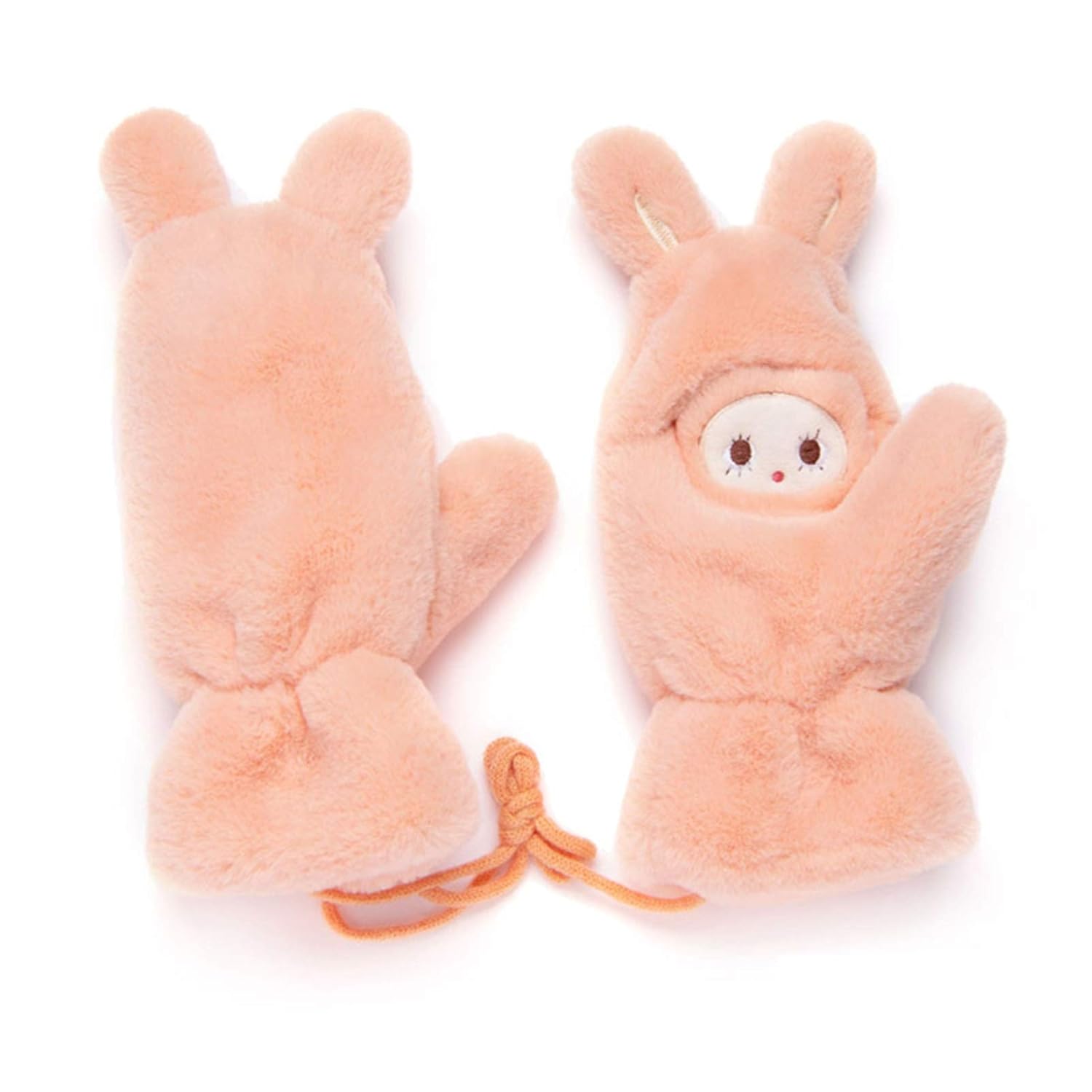 Warm Winter Gloves Plus Velvet Thickening Girls Baby Primary School Kindergarten Children Cute Lovely Cartoon Gifts for Birthday and Christmas 2-8 Years Old (Color : Orange, Size : Large)