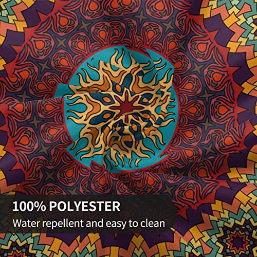 Ethnic Colorful Floral Mandala Round Tablecloth 60 Inch Retro Boho Table Cloth Washable Farmhouse Tablecloth Kitchen Dining Table Terrace Picnic Party Room Decor #TOP7