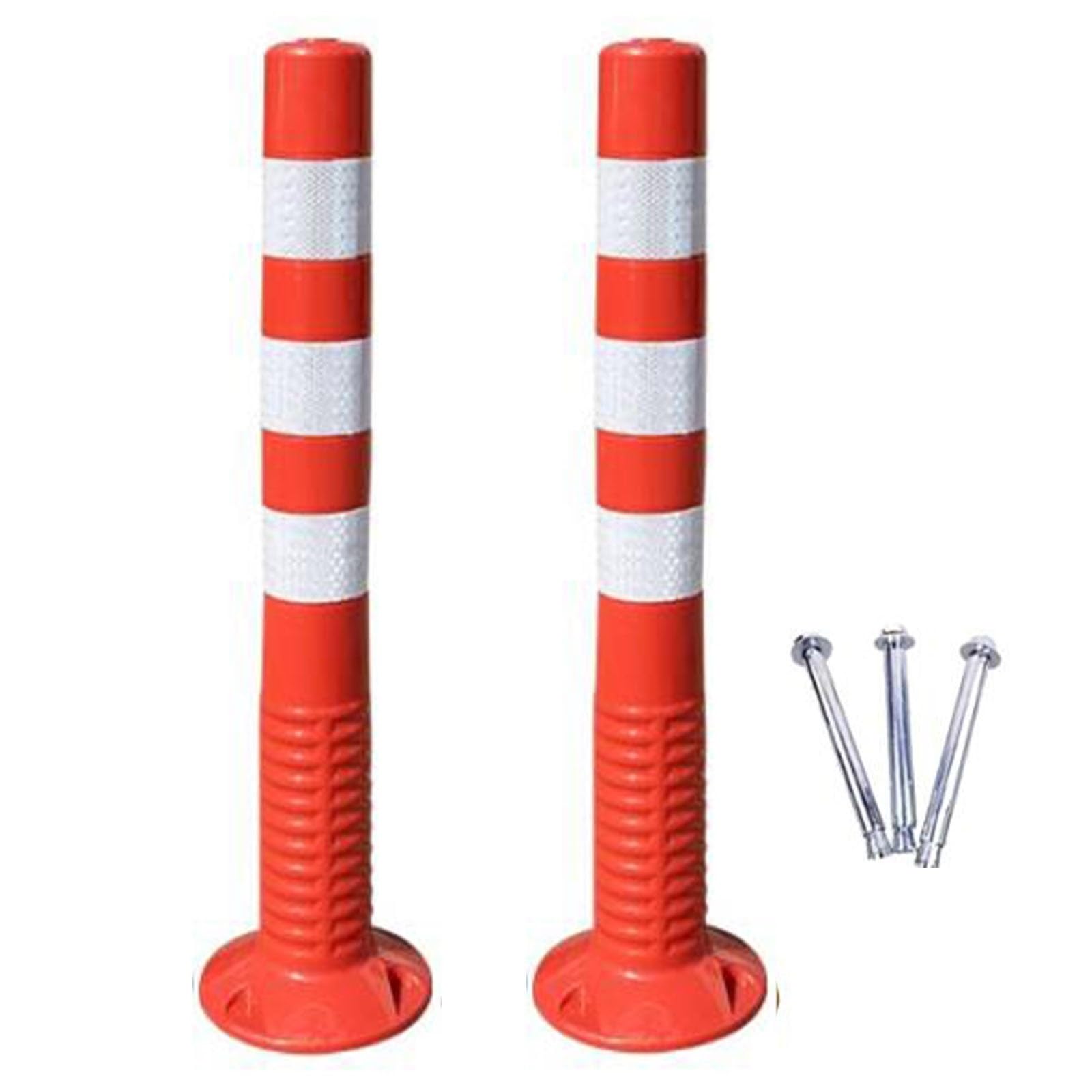 WDSOPK Traffic Safety Cones, Driveway Traffic Delidelineator Post, 2pack Flexible Barrier Cones with Reflective Bands, Safety Bollard Post for Parking Lot and Construction Lot （Light Coffee）