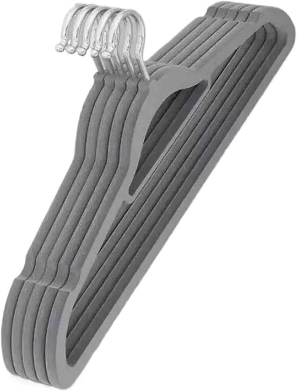 10Pcs Flocked Hanger Home Non-Slip Hangers Coat Clothes Strong Durable Racks(Grey-10Pcs)