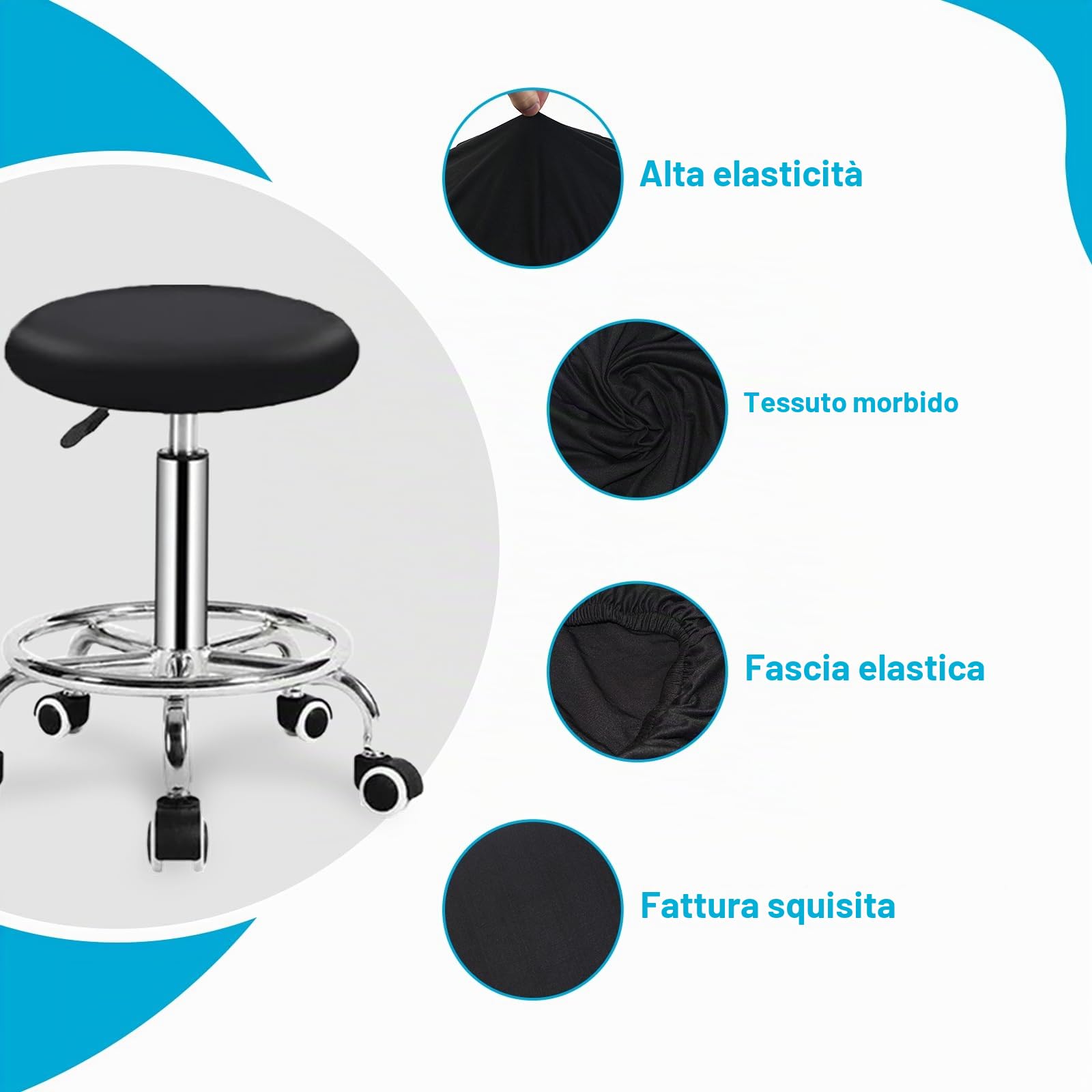 FAELNK Copri Sgabello Rotondo 4 PCS Coprisgabello Coprisedia Elasticizzati Lavabile Ingualcibile Copri Pouf Rotondo per Sgabelli Rotondi di 35-45 cm di Diametro