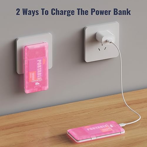 Miniatura 2 de LIPSWEET Banco de energía portátil, cargador portátil ultra delgado de 10000 mAh, 20 W USB C de carga rápida batería externa con enchufe de CA