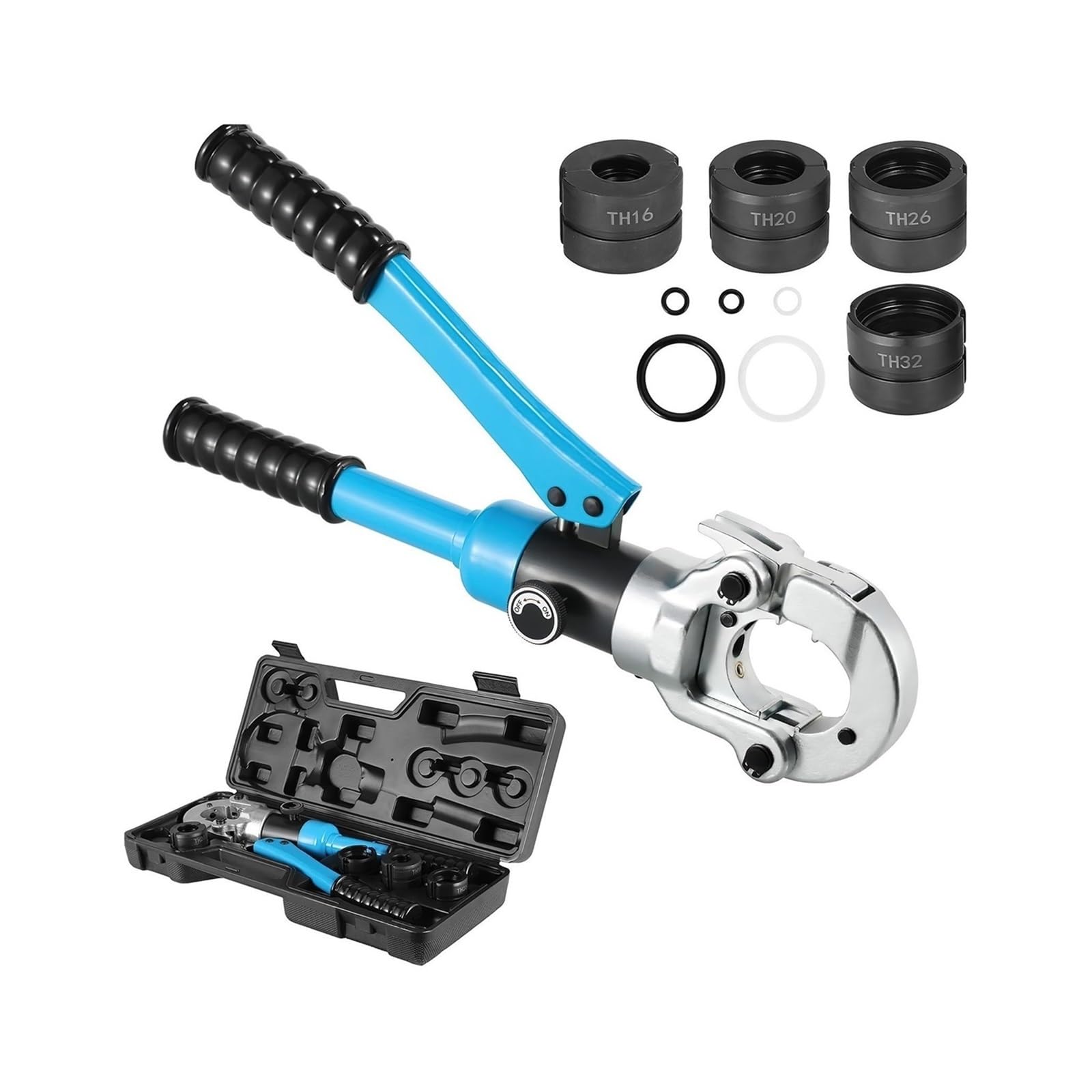 Expansor de tubo, Tubo Pex Hidráulico De Rotación 360 ​​°, Herramienta Prensado Tubos Plástico Y Aluminio, Mandíbulas TH, Kit Abrazadera Presión Plomería For Tuberías Calefacción Suelo