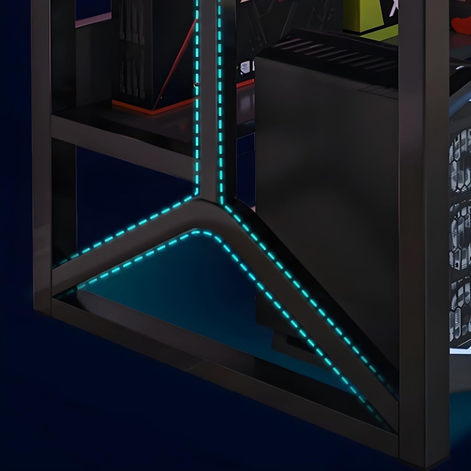 Moderno escritorio de madera para juegos y escritorio de oficina con estantería, elegante escritorio para oficina en casa, 120 cm, diseño funcional y ergonómico, perfecto para trabajar y jugar