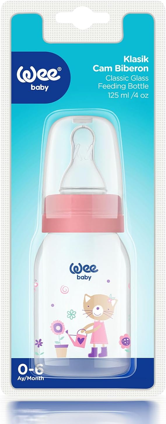 Wee Baby Klasik Cam Biberon 125 ml Pembe 0-6 Ay