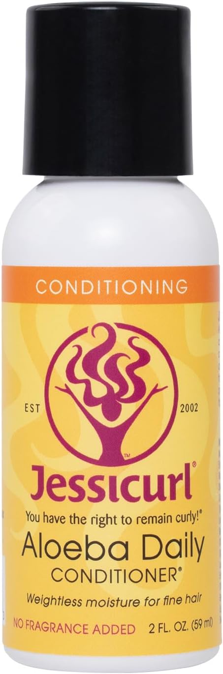 Aloeba Daily Conditioner for Curly Hair, No Fragrance Added, 2 Fl oz. Leave in Conditioner and Hair Detangler for Fine Hair