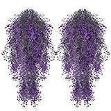 Musdoney 2Pcs Artificial Hanging Plants Fake Ivy Vine Fake Vine Plant for Wall Home Garden Wedding P