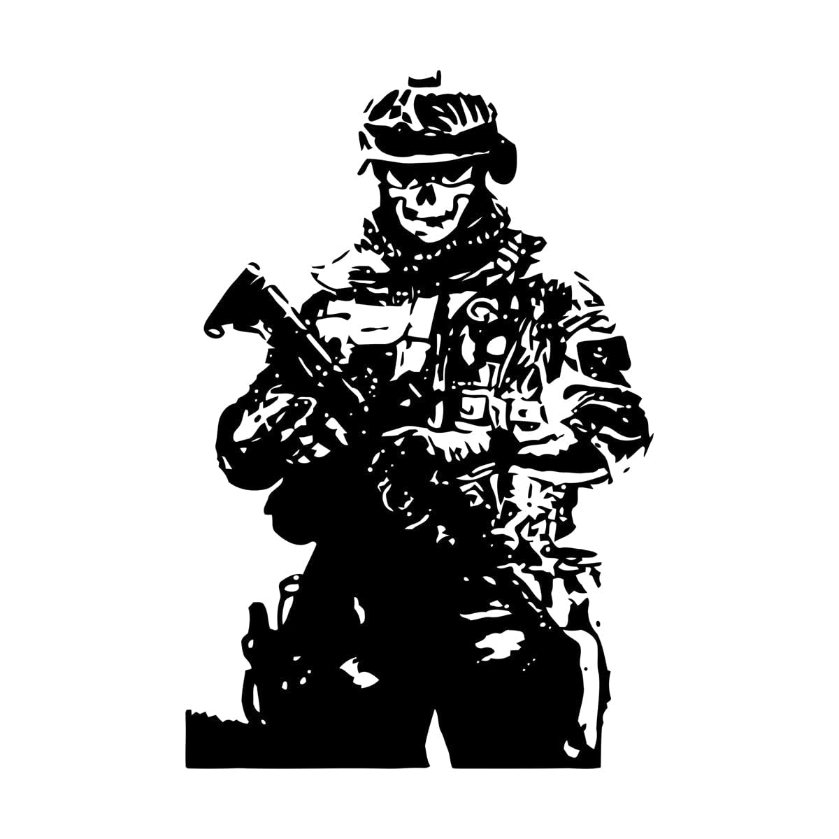 Lzhouting Wall Stickers 6864 Solider Sniper Skull War Wall Sticker Playroom Military Army Gun Weapon Wall Decal Man Cave Living Room Vinyl Home Extra Large - 68X100cm