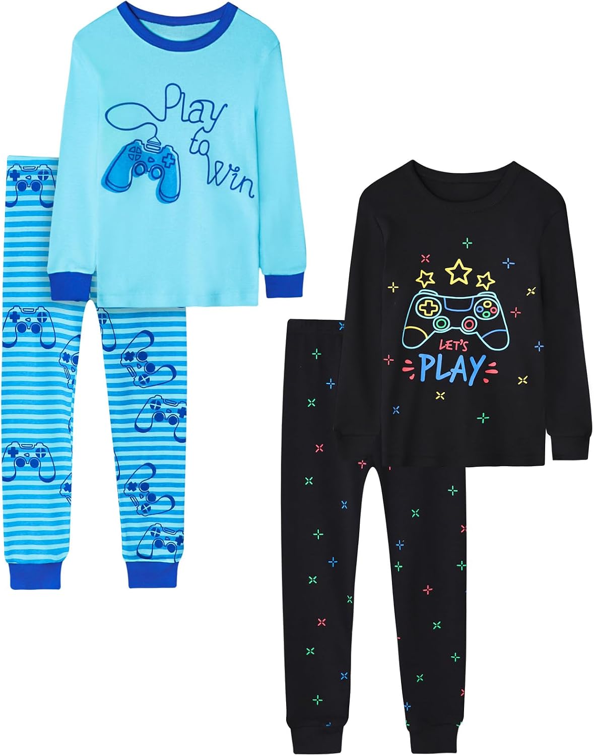 Boys 4-Piece Pajamas Cotton Christmas Halloween Pjs Set Kids Sleepwear