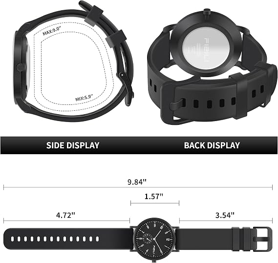Men's Watch Ultra-Thin Minimalist Waterproof-Fashion Watch for Men or Women with Silicone Band Wrist Watches, 1100-Black White, minimalist watch for men