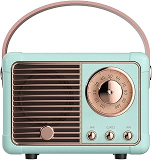 Pale Blue Vintage Retro Style Bluetooth Speaker | Classic old style radio design | Small Compact Portable Design | Cute Wireless Speaker | Connect Android | iOS | PC | Laptop | Novelty Retro Decor
