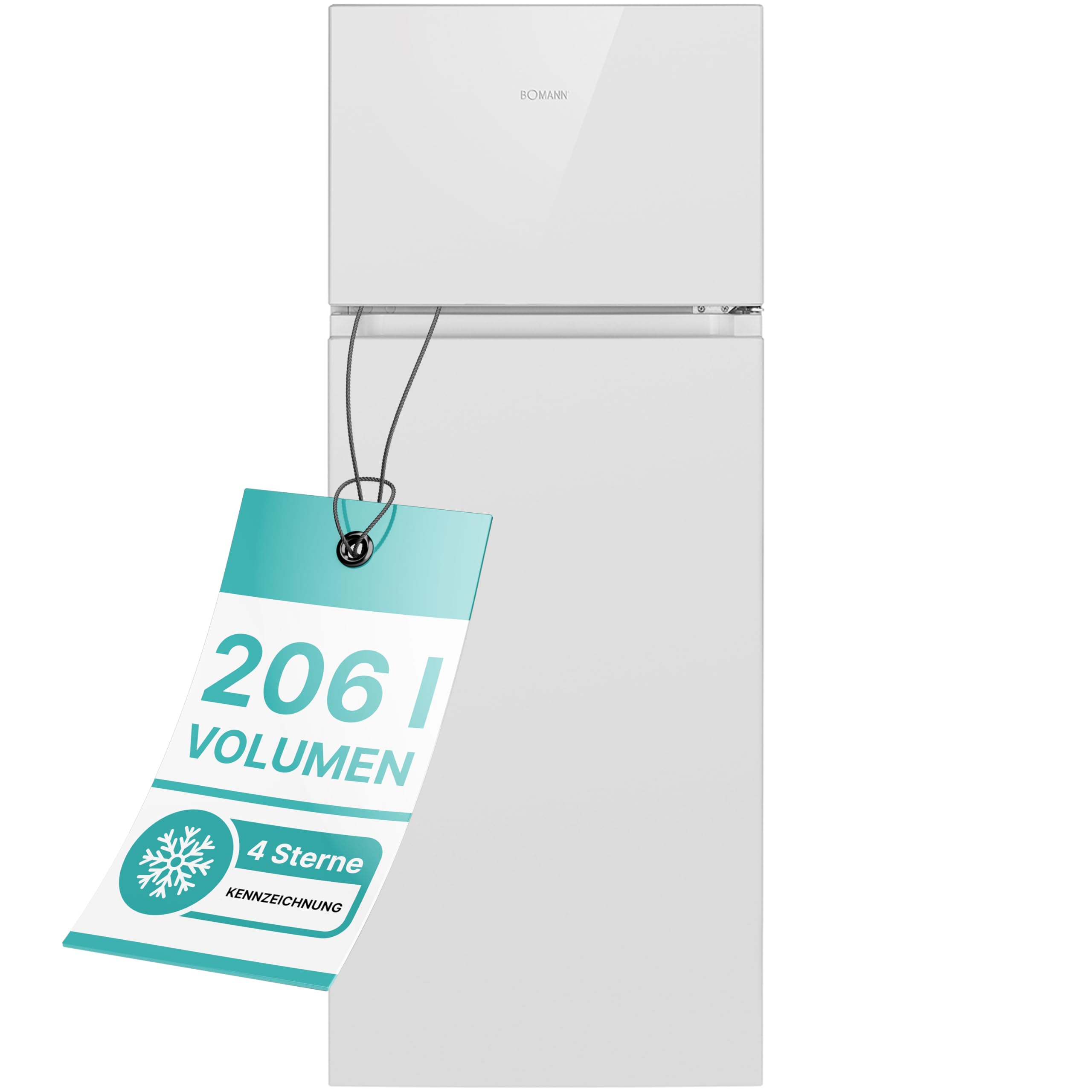 Bomann® Kühlschrank mit Gefrierfach | Kühl Gefrierkombination 206L | 4 Sterne-Kennzeichnung | Kühlgefrierkombi mit wechselbarem Türanschlag | Stufenlose Temperaturregelung | Kühlschrank DT 7318.1