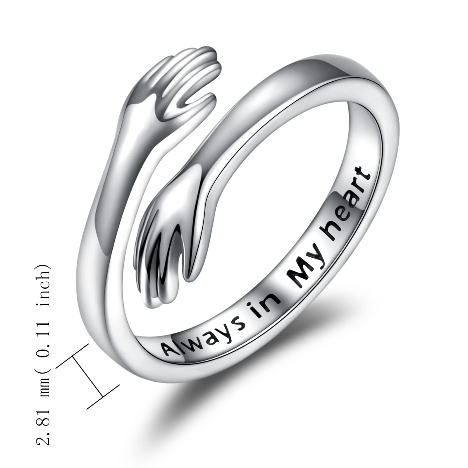 Anello da donna in argento Sterling 925, con scritta "I Love You Forever Love You Mother", idea regalo per sorelle e sorelle, con incisioni e mani aperte, idea regalo