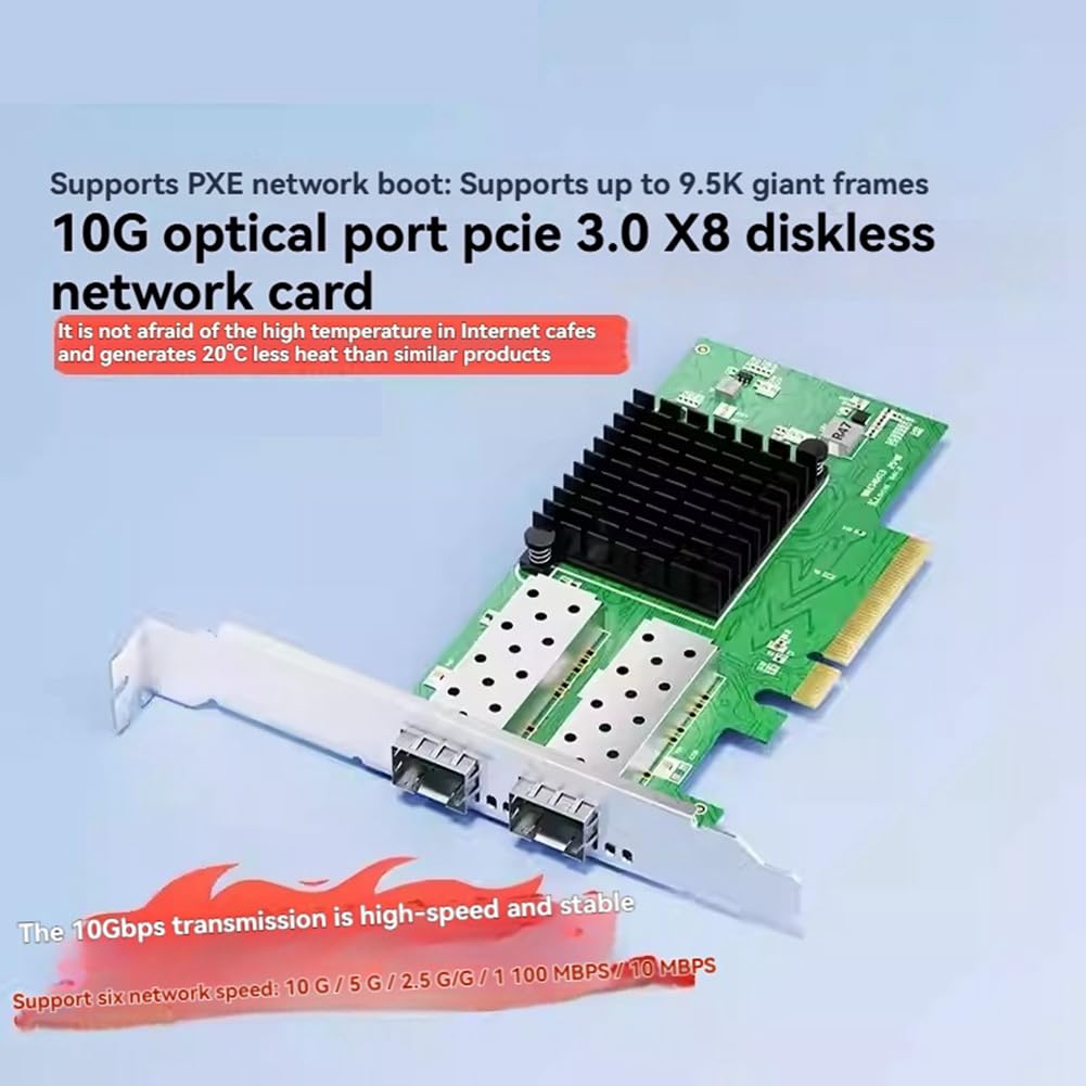 Scheda di Rete in Fibra Ottica Gigabit X710 Chip 10G per PC, 2 Porte per Adattatore Ethernet PCI Express per Connessioni di Rete.