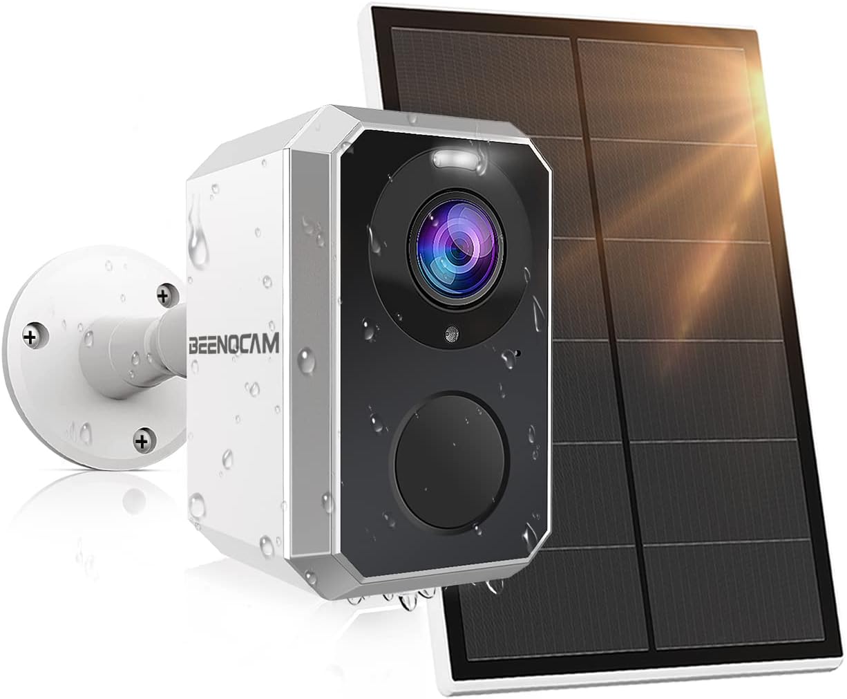 BEENOCAM 2K Solar Security Cameras Wireless Battery Powered Surveillance Camera for Home Security, WiFi Camera with Spotlight Siren, Motion Detection, Color Night Vision,2-Way Audio, (D5)