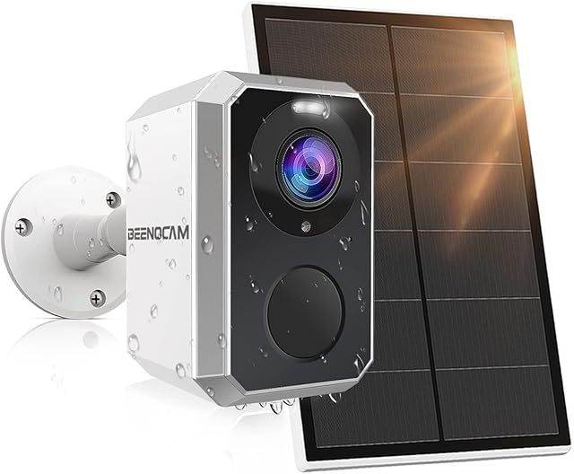 BEENOCAM Solar Security Cameras Wireless Outdoor Battery Powered Surveillance Camera for Home Security, WiFi Outdoor Camera with Spotlight Siren, Motion Detection, Color Night Vision,2-Way Audio