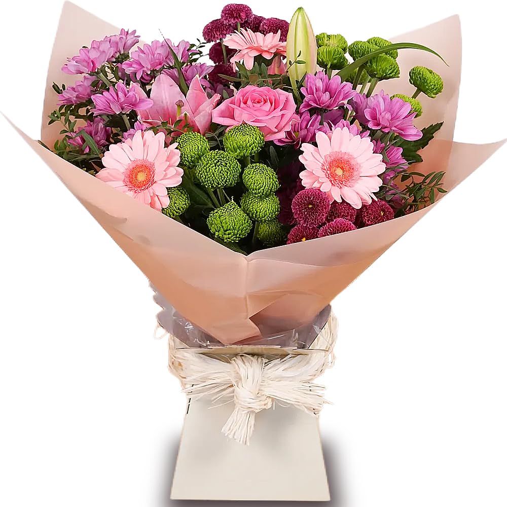 Pink Simplicity Hand Tied Fresh Flower Bouquet - Next Day Prime Delivery | Perfect for Birthdays, Anniversaries, and Thank You Gifts-image-0