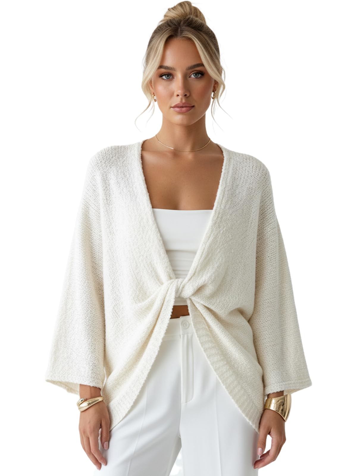Women Wrap Sweater V Neck Bat Wing Cardigan Asymmetrical Twist Front Tops Cropped Sweaters Poncho Shwal Scarf Coat