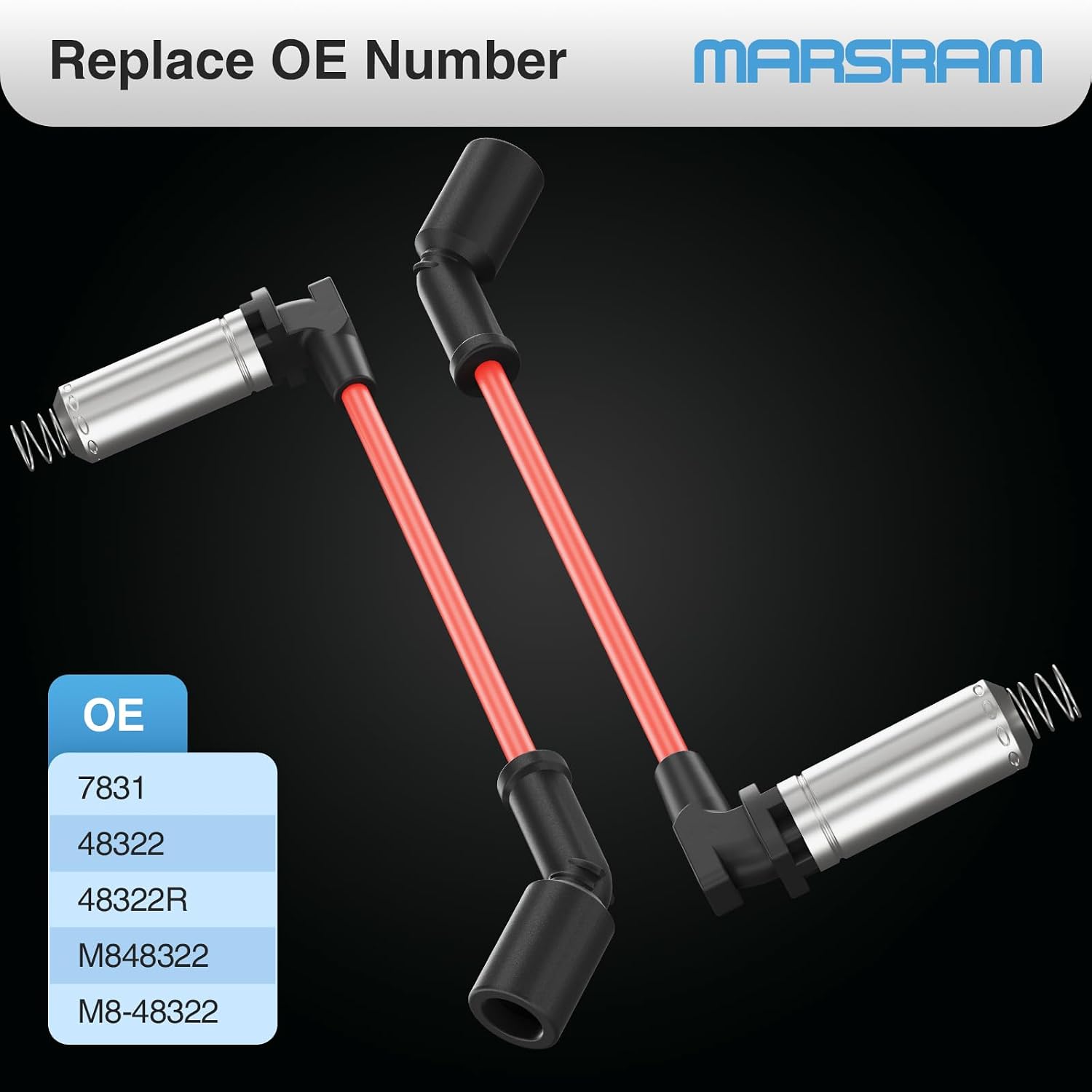 Marsram Spark Plug Wires 48322R Compatible for 1999-2019 Chevy Chevrolet GMC Cadillac Silverado Avalanche Suburban Tahoe Sierra Yukon 2003 2004 2005 2006 2007 2008 2009 2010 V8 Engine (8 PCS) Bent