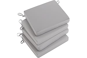 Outdoor Chair Cushions 4 Pack, Qirroboni Waterproof Grey Square Corner Seat Cushions