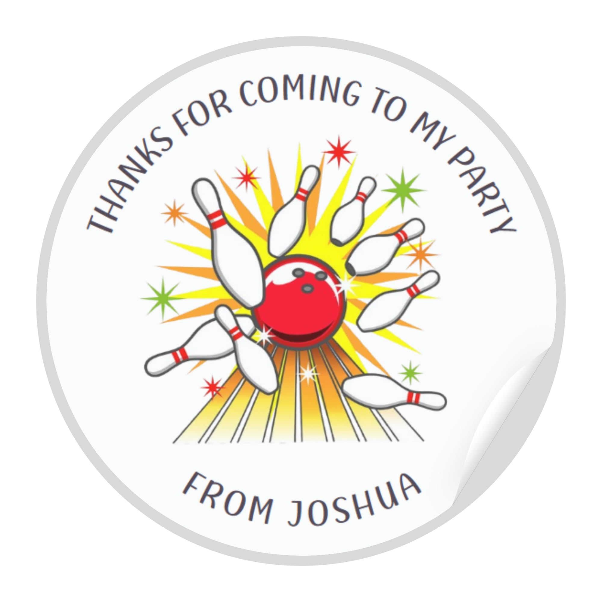 Personalised Bowling Birthday Stickers - Thank You for Coming to My Party (45mm (24 Stickers))