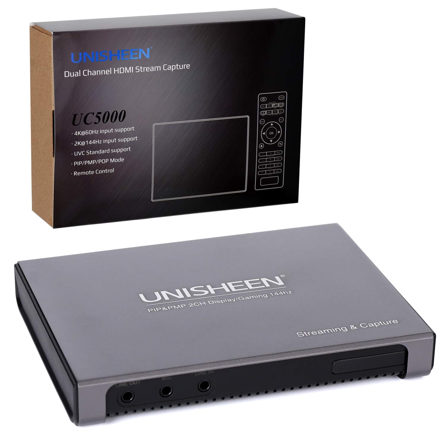 Caja de captura de video 4K USB 3.0 1080P, 144 fps zero-lag, latencia ultra baja, compatible con PS5, PS4, Nintendo Switch, PIP conmutable (UC5000)