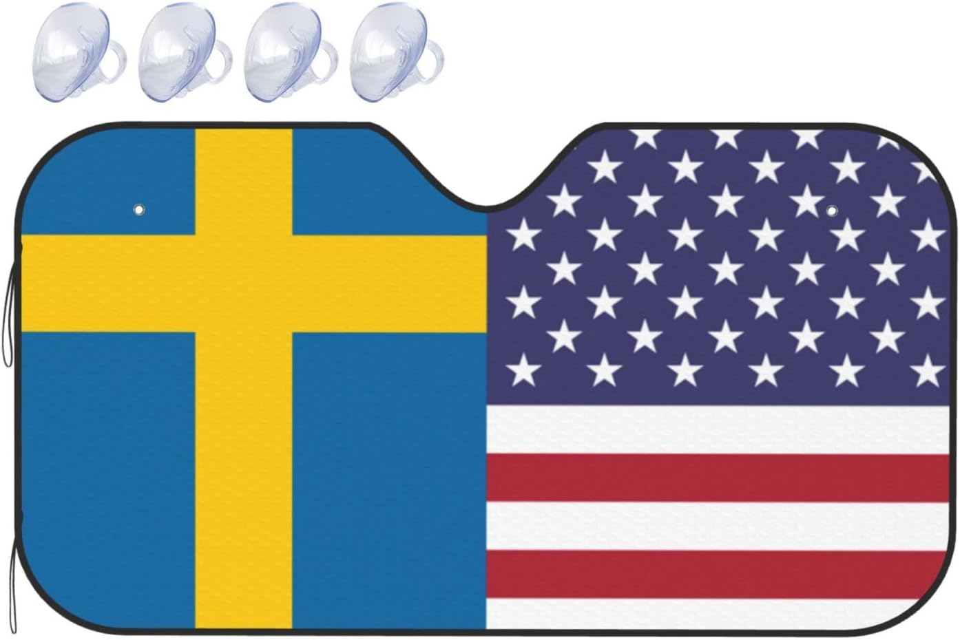 America Sweden Friendship Flag Foldable Car Windshield Sunshade Blocks Heat and Sun Glare Uv Rays