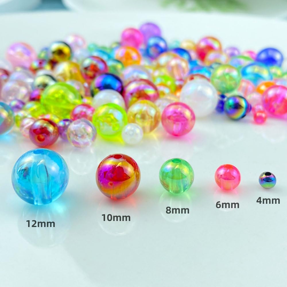 Jmassyang 100 Pieces 12mm Glossy Acrylic Round Beads AB Color Spacer Bubble Bead Plastic Crafts Bead for DIY Necklaces Bracelets Earrings Jewelry Making (Mixed Colors) - Image 3