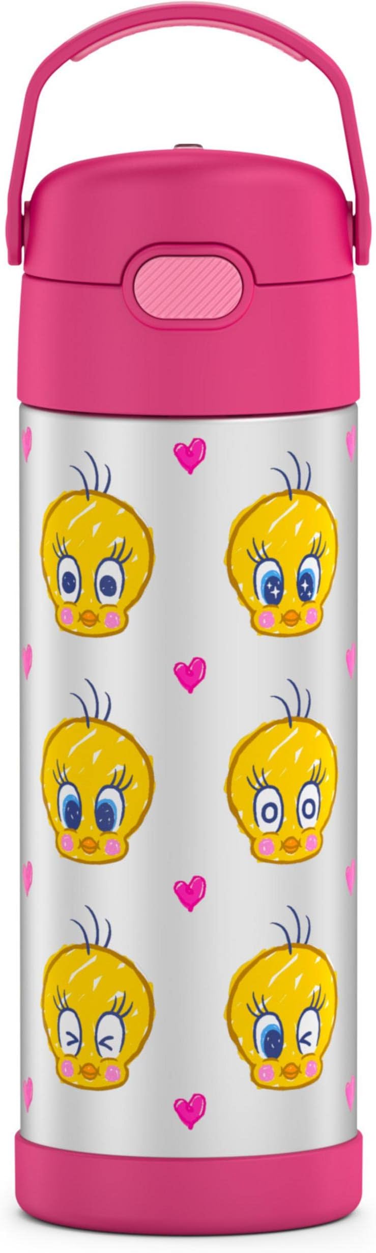 FUNTAINER 16 Ounce Stainless Steel Vacuum Insulated Bottle with Wide Spout Lid, Looney Tunes