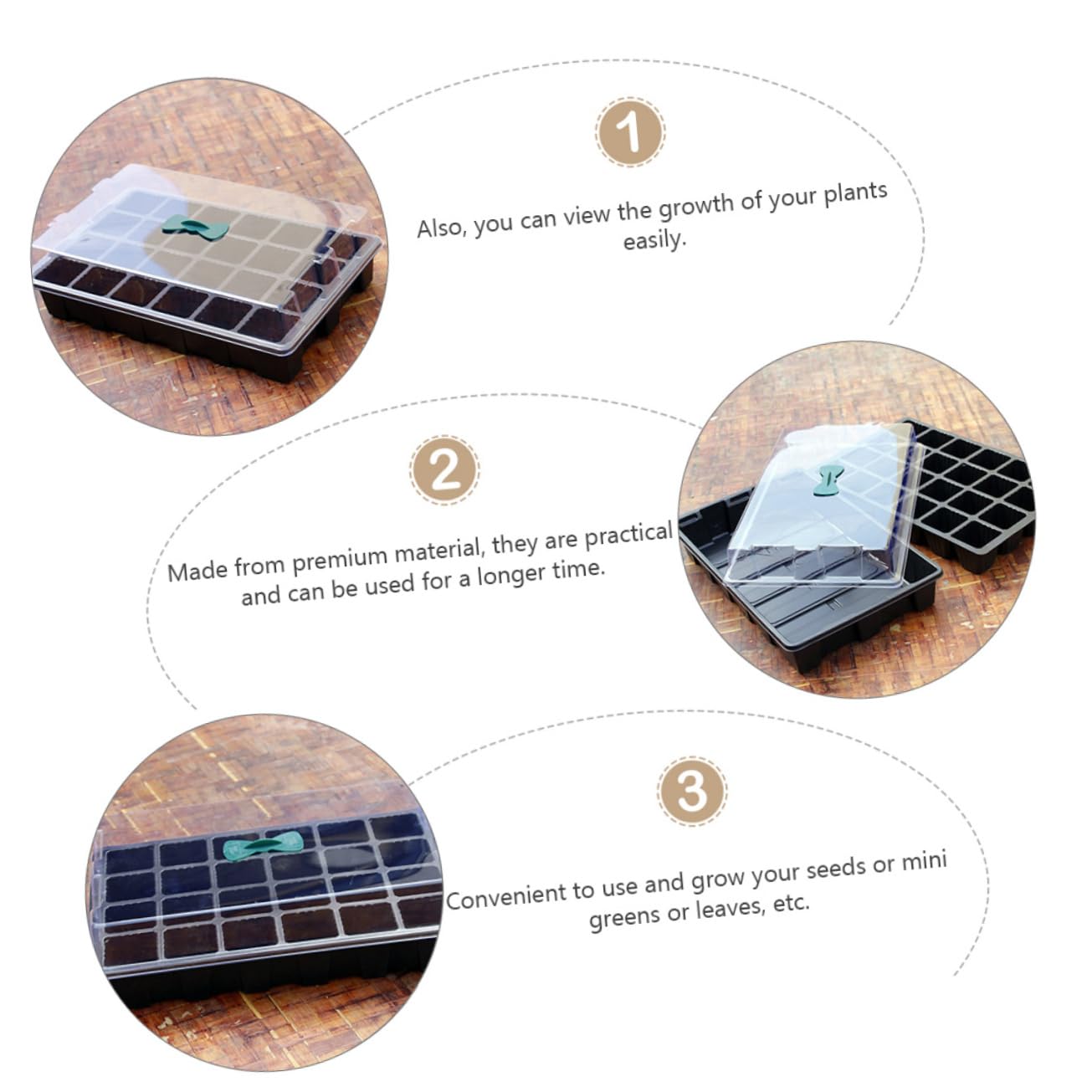Abaodam 3juegos Bandejas para Plántulas de Huecos Rejilla Resistente para Germinación de Hortalizas Suministros de Jardinería