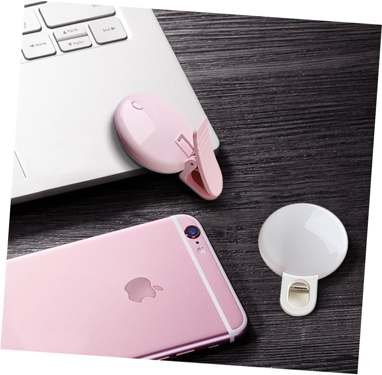 Artibetter Clip LED Selfie Ring Light Rechargeable Photography Light for Smartphones Modes Portable LED Clip Pink for Vlogs